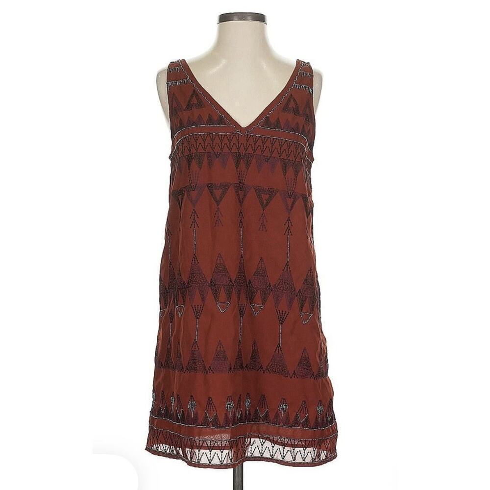 Free People Women Frances Beaded V-Neck Sleeveless Mini Dress Sz XS Boho Party - Picture 3 of 8